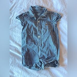 Baby Gap Navy and White Checkered Kids Onesie Romper Shorts 12-18m